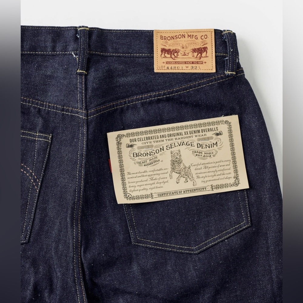 Bronson Mfg.Co. Lot 44801 1944 WWII Version Selvedge Denim Jeans W32 100% Cotton - Picture 8 of 13